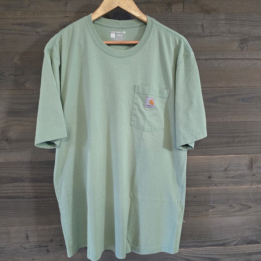 Carhartt Men's L Loose Fit Pocket T Shirt Sage Green Workwear Heavyweight